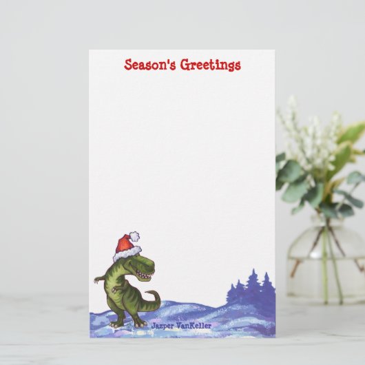 Feierliche TRex Dino Custom Season's Greetings Briefpapier