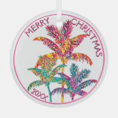 Feierliche Tropical Palm Trees Weihnachten Ornament Aus Glas (Vorderseite)