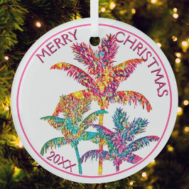Feierliche Tropical Palm Trees Weihnachten Ornament Aus Glas