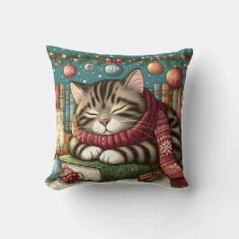 Feierliche Tuxedo-Katze schlafen über Büchern Kissen