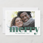 Feierliche Typografie Grün Frohe Weihnachten Foto (Vorderseite)