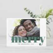 Feierliche Typografie Grün Frohe Weihnachten Foto (Stehend Vorderseite)