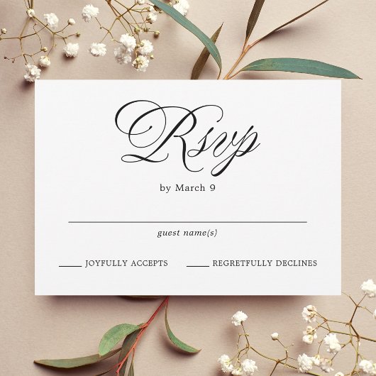 Feierliche Typografie-Hochzeit RSVP Karte