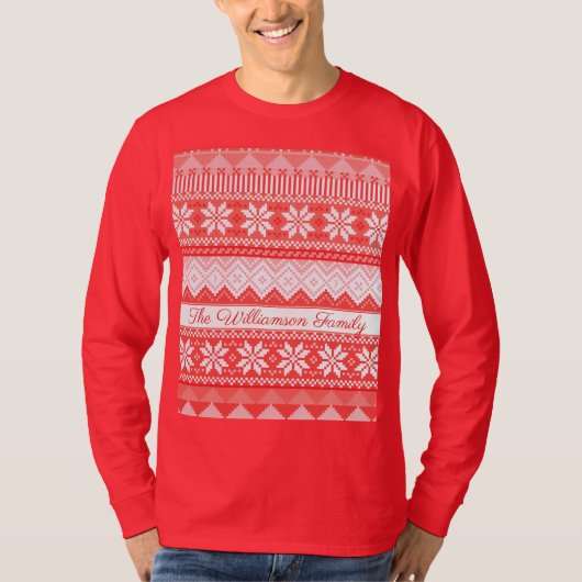 Feierliche Ugly Sweater Weihnachtsmuster Familie N T-Shirt (Vorderseite)