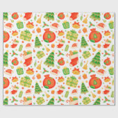 Feierliche und farbenfrohe Weihnachtsmuster Geschenkpapier (Flach)