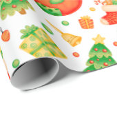 Feierliche und farbenfrohe Weihnachtsmuster Geschenkpapier (Rolleneckpunkt)