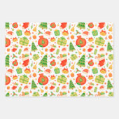 Feierliche und farbenfrohe Weihnachtsmuster Geschenkpapier Set (Vorderseite 3)