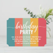 Feierliche und kühne Farbschau Geburtstag Einladung (Stehend Vorderseite)