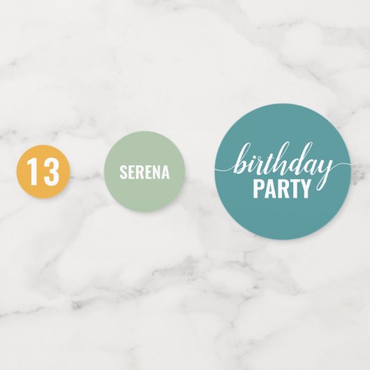 Feierliche und kühne Farbschau Geburtstag Konfetti (Rückseiten)