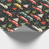 Feierliche Urlaubspapier mit Autos und Bäumen Geschenkpapier (Ecke)