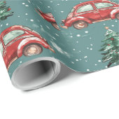 Feierliche Urlaubspapier mit Autos und Bäumen Geschenkpapier (Rolleneckpunkt)