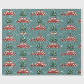 Feierliche Urlaubspapier mit Autos und Bäumen Geschenkpapier (Flach)