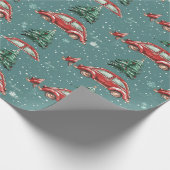 Feierliche Urlaubspapier mit Autos und Bäumen Geschenkpapier (Ecke)