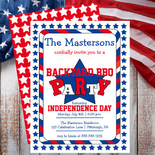 Feierliche US Flagge Patriotic 4. Juli GRILLEN Einladung