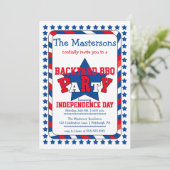 Feierliche US Flagge Patriotic 4. Juli GRILLEN I Einladung (Stehend Vorderseite)
