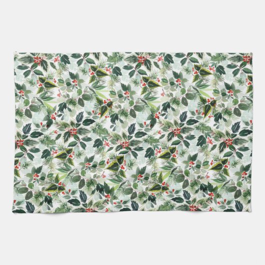 Feierliche Variegierung Winterberry Muster Weihnac Geschirrtuch (Horizontal)