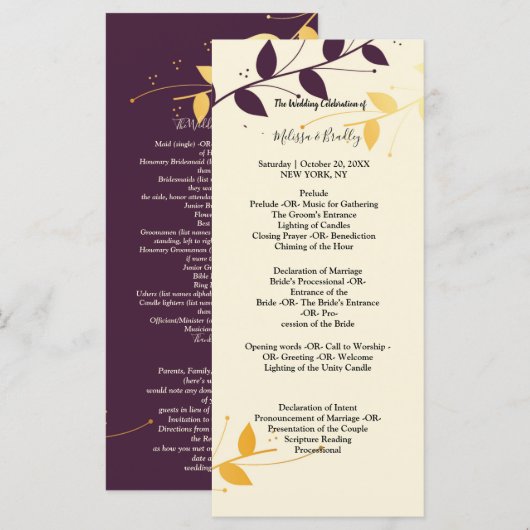 Feierliche Veranstaltung "Elegantes Lila Goldenes  Programm (Vorne/Hinten)