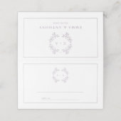 Feierliche Vintage Lavendel-Monogramm-Hochzeit Platzkarte (Außenseite Aufgefaltet)
