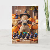 Feierliche Vogelscheuche und Kürbispfeifen Karte (Vorderseite)