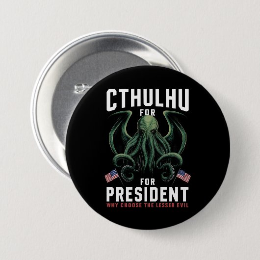 Feierliche Wahlen 2024 Cthulhu für den Präsidenten Button (Vorne & Hinten)