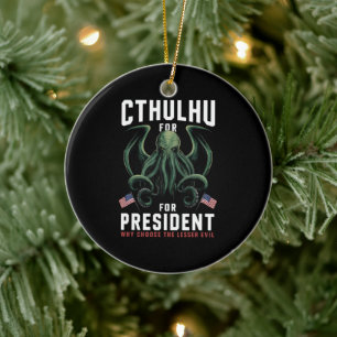 Feierliche Wahlen 2024 Cthulhu für den Präsidenten Keramik Ornament