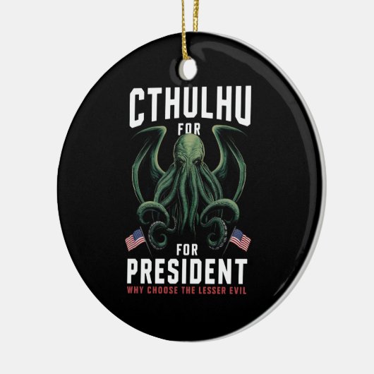Feierliche Wahlen 2024 Cthulhu für den Präsidenten Keramik Ornament (Links)