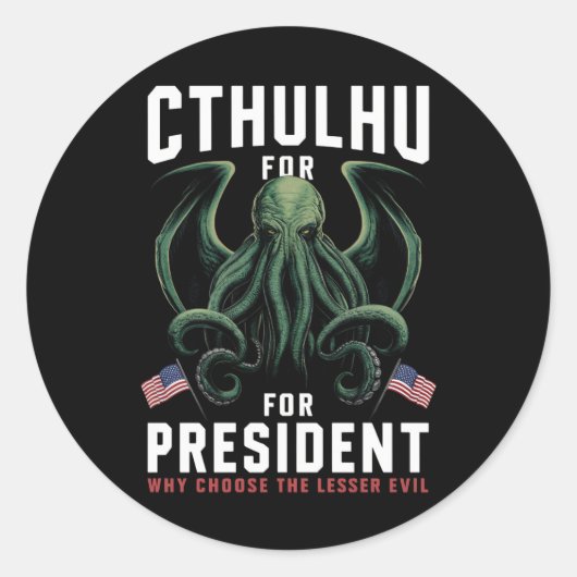 Feierliche Wahlen 2024 Cthulhu für den Präsidenten Runder Aufkleber (Vorderseite)