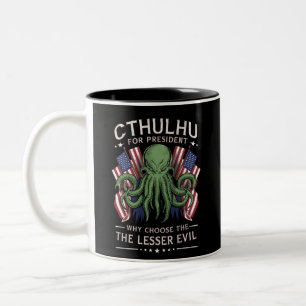 Feierliche Wahlen 2024 Cthulhu für den Präsidenten Zweifarbige Tasse