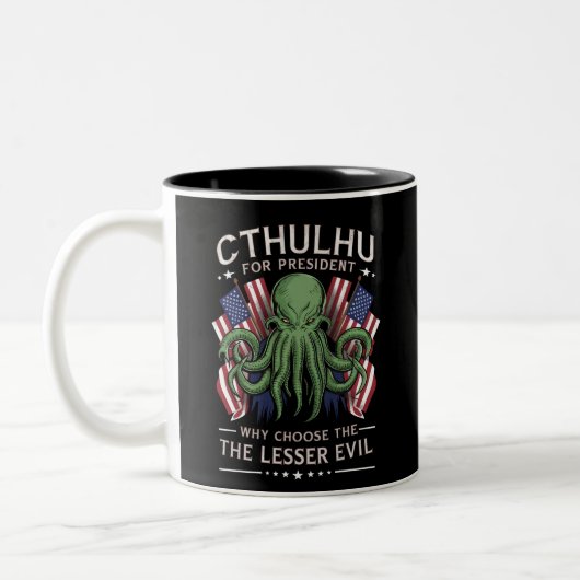 Feierliche Wahlen 2024 Cthulhu für den Präsidenten Zweifarbige Tasse (Links)