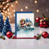 Feierliche Wasserfarbe Santa mit den Eseln Einladung