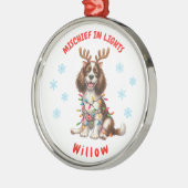 Feierliche Wasserfarbe Springer Spaniel Schneefloc Ornament Aus Metall (Links)