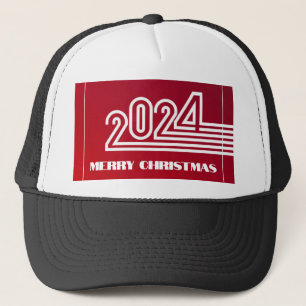 Feierliche Weihnachten 2024 Roter Hintergrund Truckerkappe