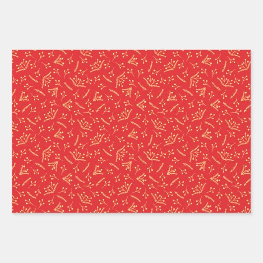 Feierliche Weihnachten 3 Patterns Weihnachtsgesche Geschenkpapier Set (Vorderseite 3)