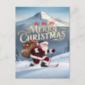 Feierliche Weihnachten Abends Schneeabfahrten Postkarte (Vorderseite)