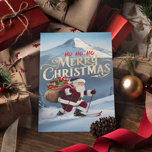 Feierliche Weihnachten Abends Schneeabfahrten Postkarte