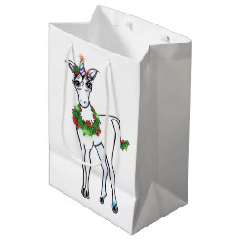 Feierliche Weihnachten bunt Einhorn zeichnend Mittlere Geschenktüte