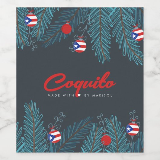 Feierliche Weihnachten Coquito Puerto Rico Weinetikett (Einzelnes Label)