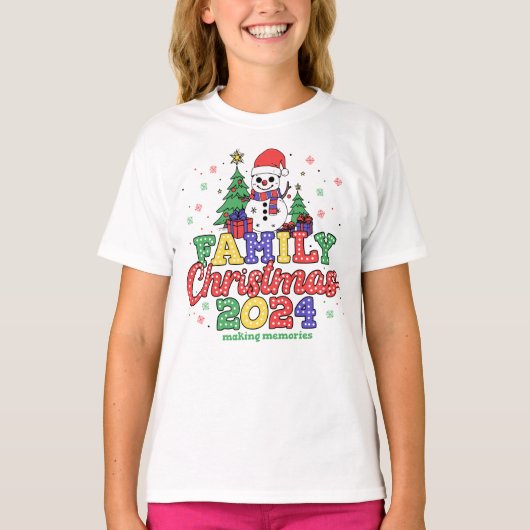 Feierliche Weihnachten der Snowman-Familie T-Shirt (Vorderseite)