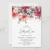 Feierliche Weihnachten Florals Hochzeit Einladung (Vorderseite)