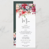 Feierliche Weihnachten Florals Hochzeit Menükarte (Vorne/Hinten)