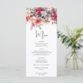 Feierliche Weihnachten Florals Hochzeit Menükarte (Stehend Vorderseite)