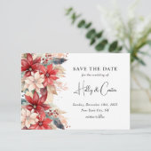 Feierliche Weihnachten Florals Hochzeit Save The Date (Stehend Vorderseite)