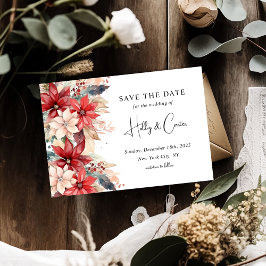 Feierliche Weihnachten Florals Hochzeit Save The Date