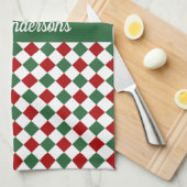 Feierliche Weihnachten grün und rot Geschirrtuch (Viertel Falte)