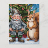 Feierliche Weihnachten im Grünen und Eichhörnchen Postkarte (Vorderseite)
