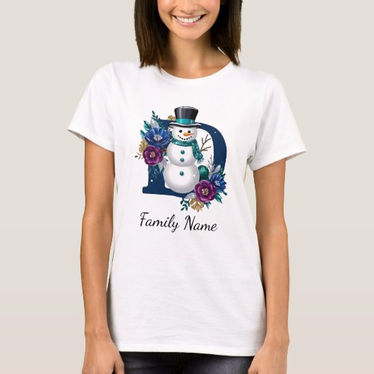 Feierliche Weihnachten im Snowman 'D' Monogram T-Shirt (Vorderseite)