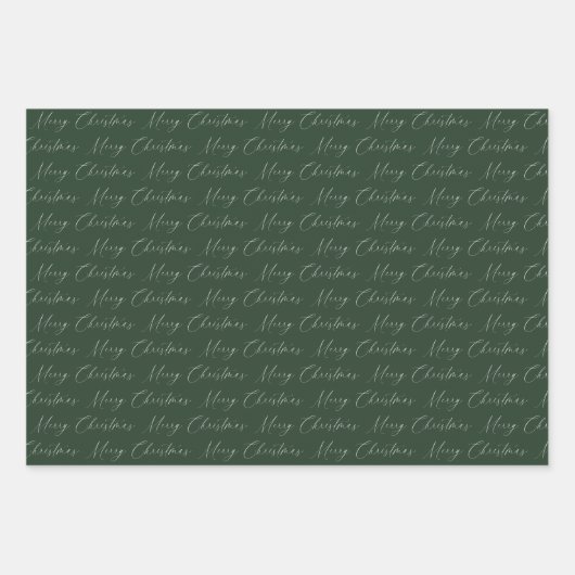 Feierliche Weihnachten in Grün und Beige Geschenkpapier Set (Vorderseite)