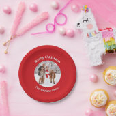 Feierliche Weihnachten in Red Custom Foto Pappteller (Party)