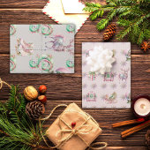 Feierliche Weihnachten in Rosa Geschenkpapier Set