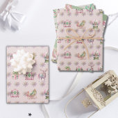 Feierliche Weihnachten in Rosa Geschenkpapier Set